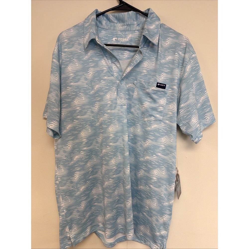 Costa Voyager Polo Performance Pocket Blue Men's Small Costadelmar